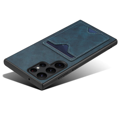 PU Retro Faux Leather Dual Card Slot Kickstand Phone Case (For Samsung)