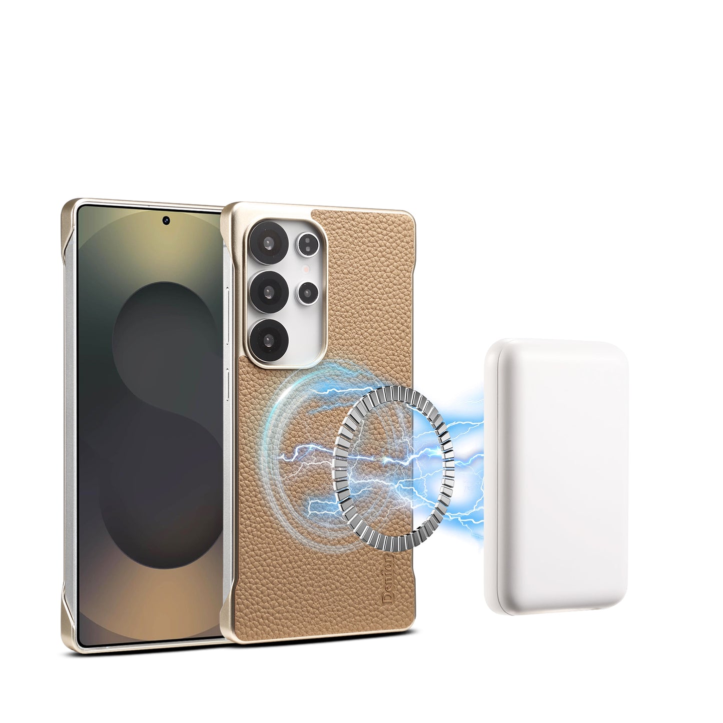 Genuine Leather Litchi Texture Magnetic Phone Case (For Samsung)