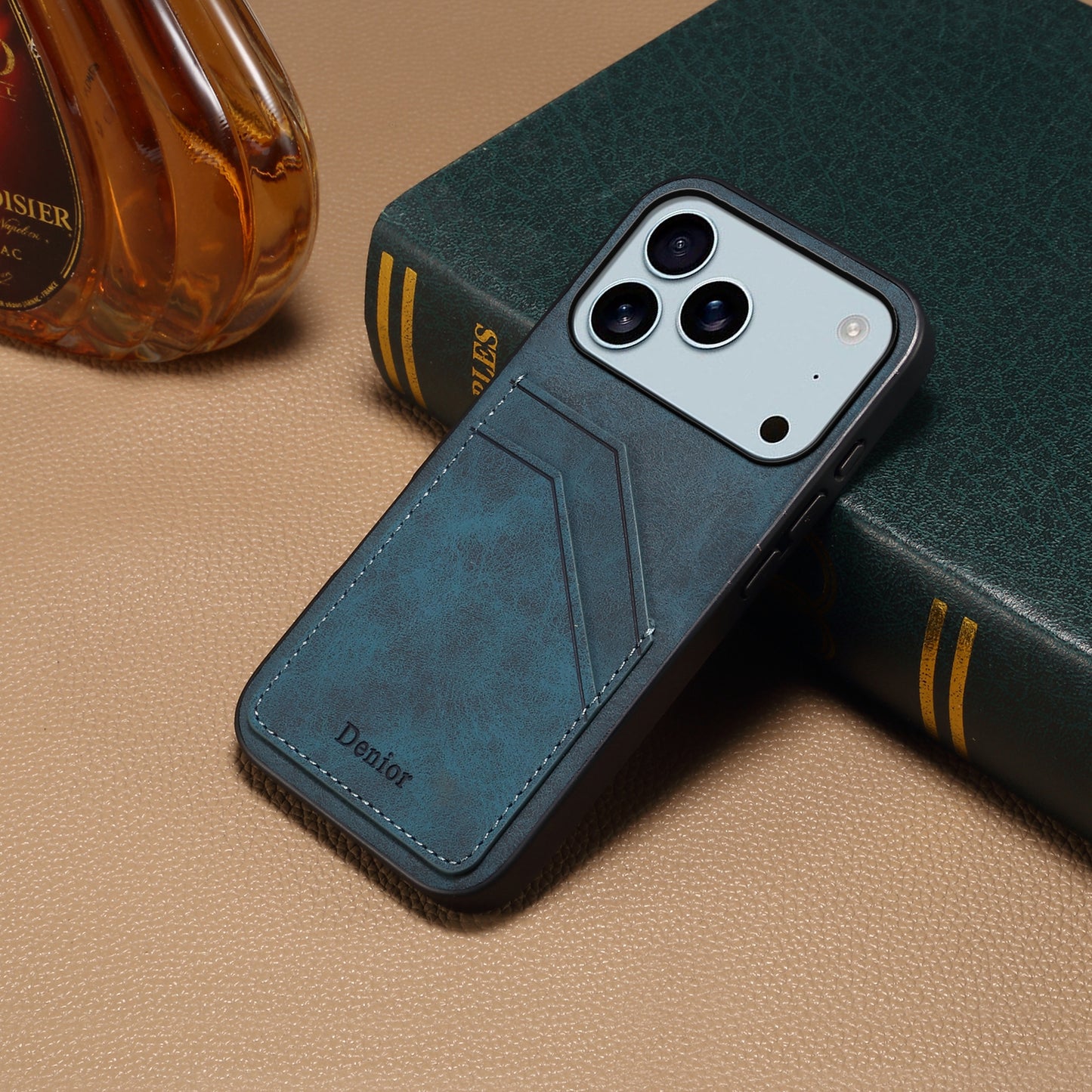 PU Retro Faux Leather Dual Card Slot Phone Case (For iPhone)