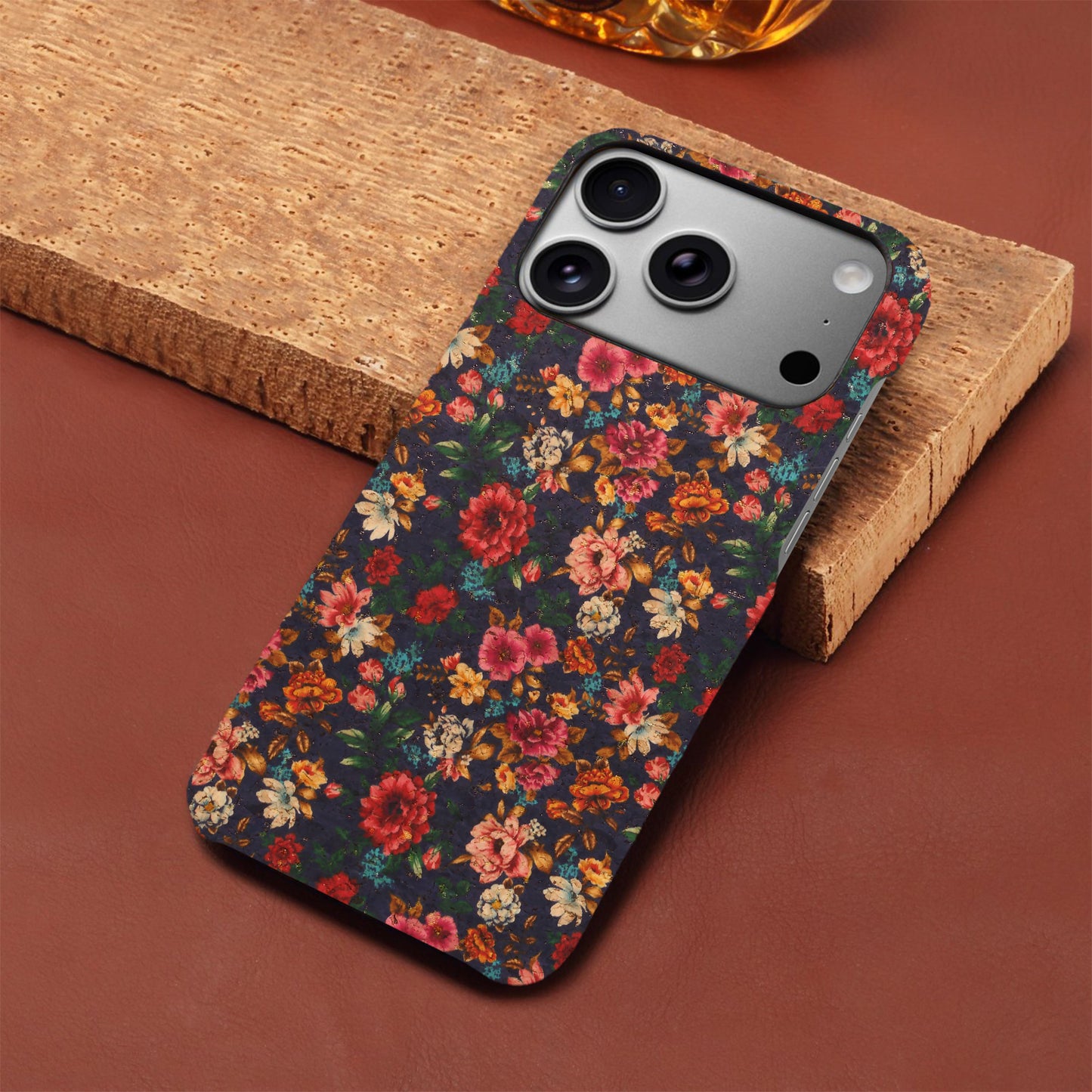 Floral Pattern Cork PC Phone Case