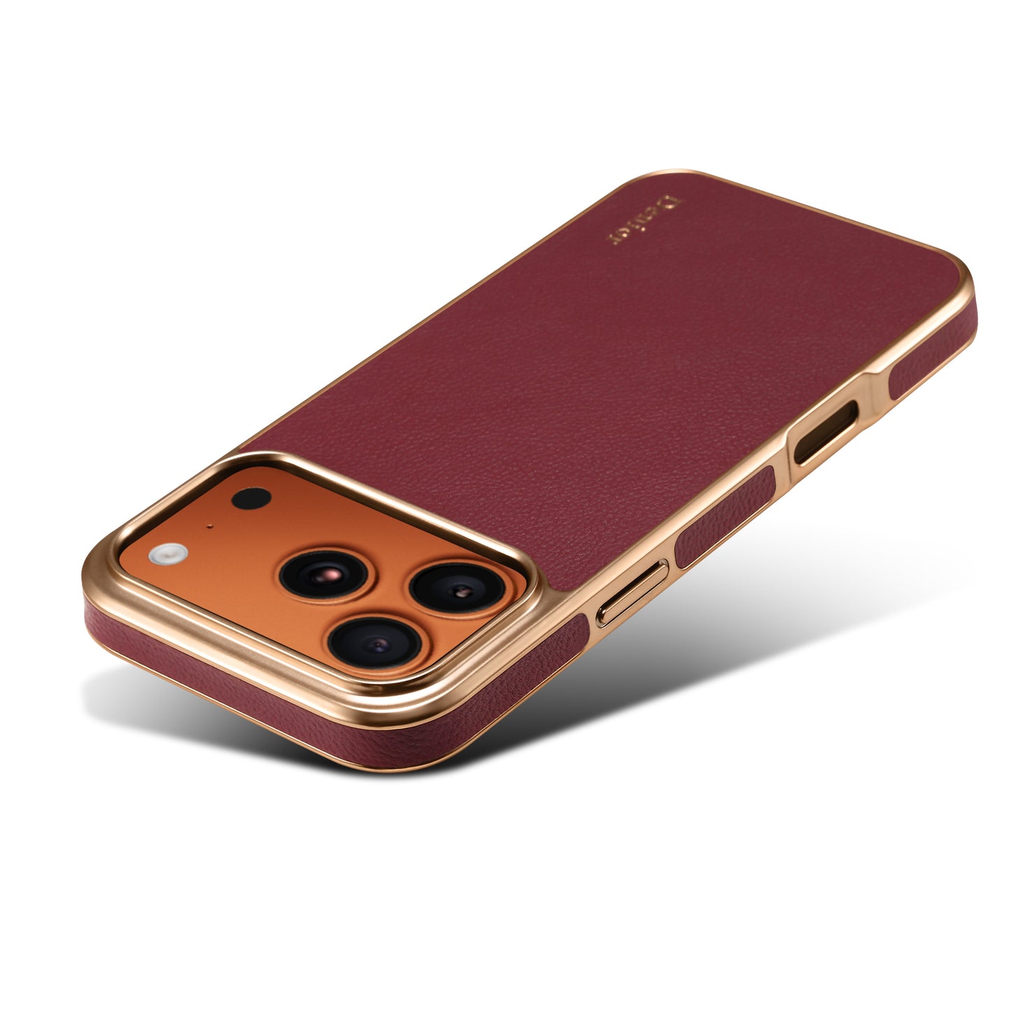 Luxury Car Style Genuine Leather Electroplated Phone Case