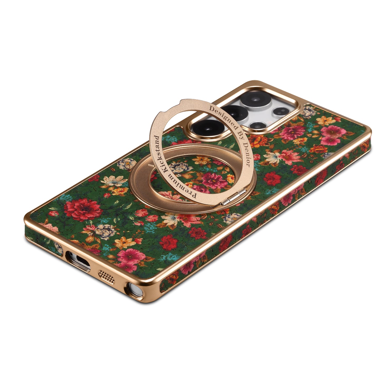 Cork Floral Rotating Electroplated Magnetic Phone Case (For Samsung)