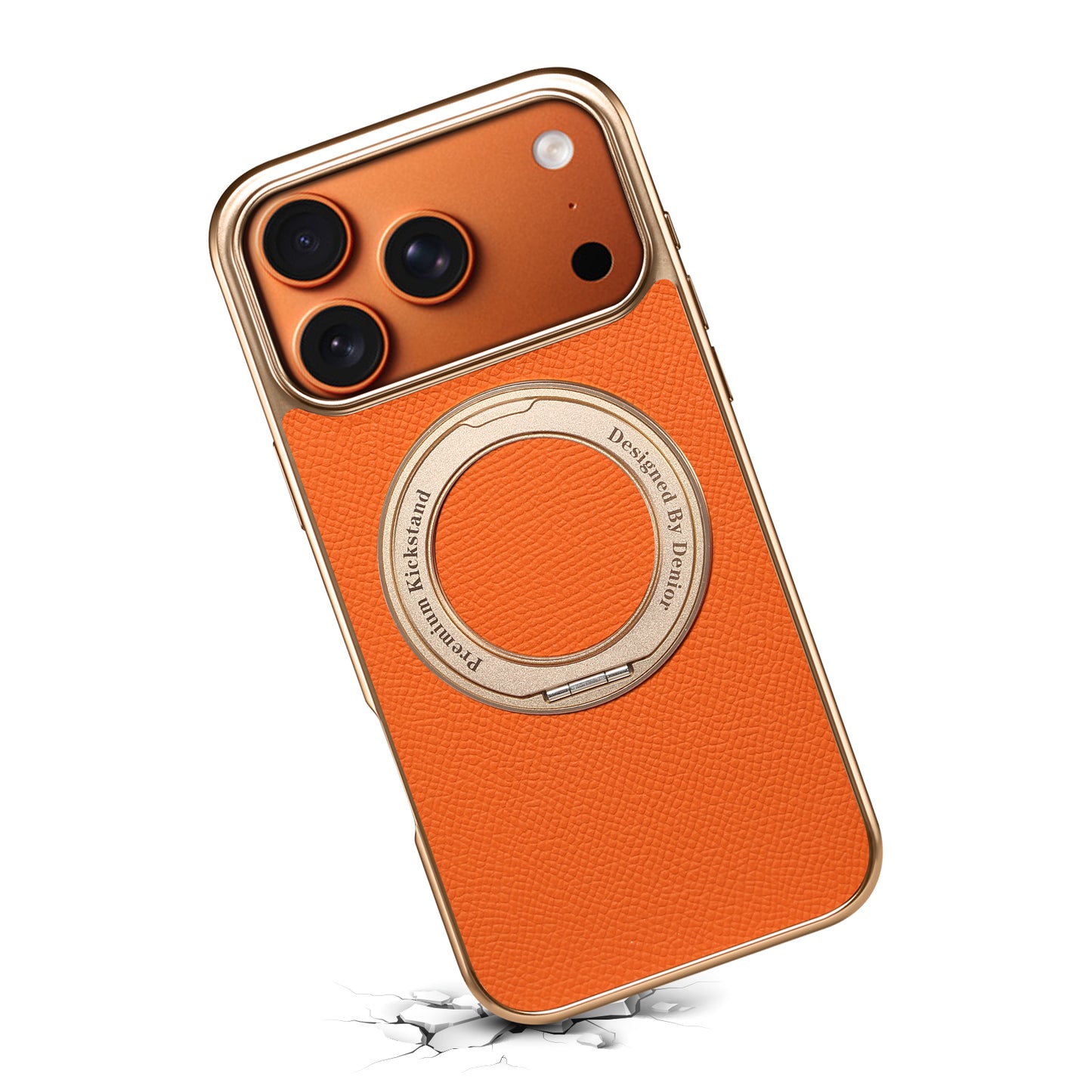 Genuine Leather Gear Electroplated Phone Case