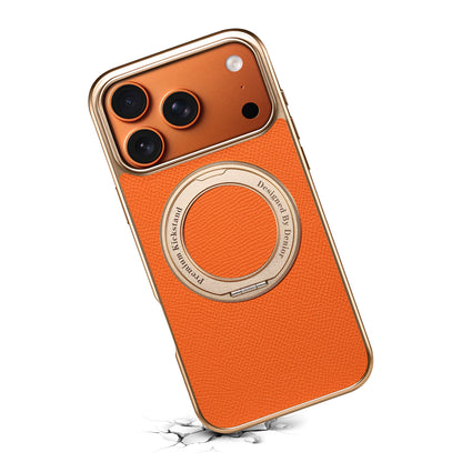 Genuine Leather Gear Electroplated Phone Case