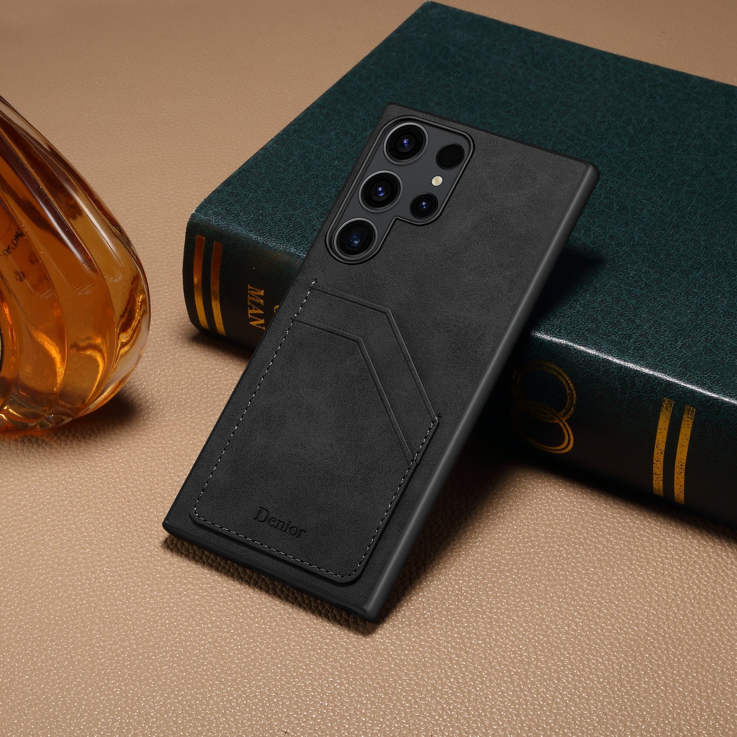 PU Retro Faux Leather Dual Card Slot Phone Case (For Samsung)