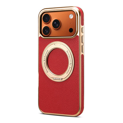 Genuine Leather Gear Electroplated Phone Case