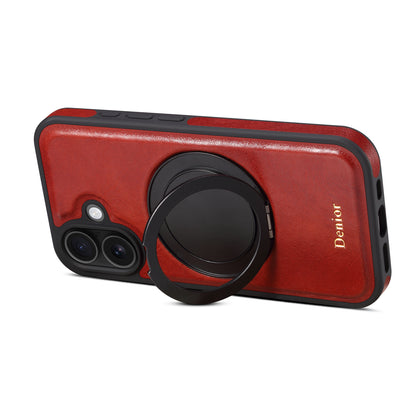 Genuine Leather 360° Rotating Gear Stand Phone Case