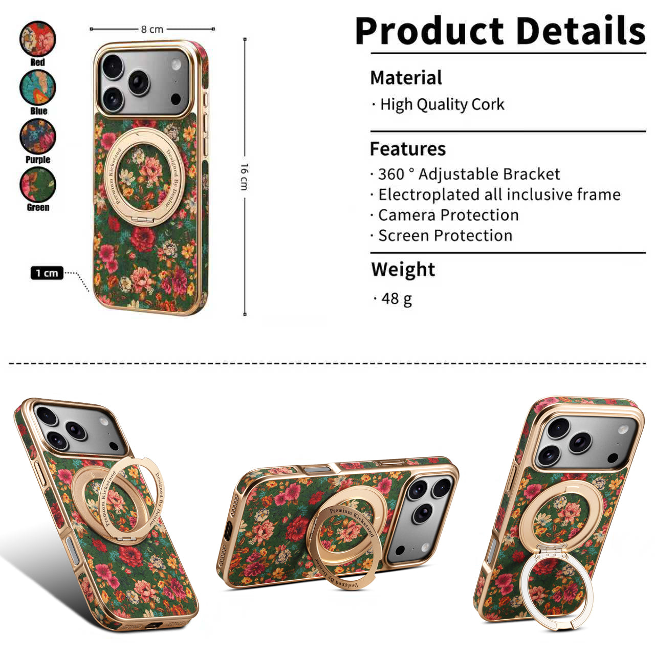 Floral Pattern Gear Electroplated Phone Case
