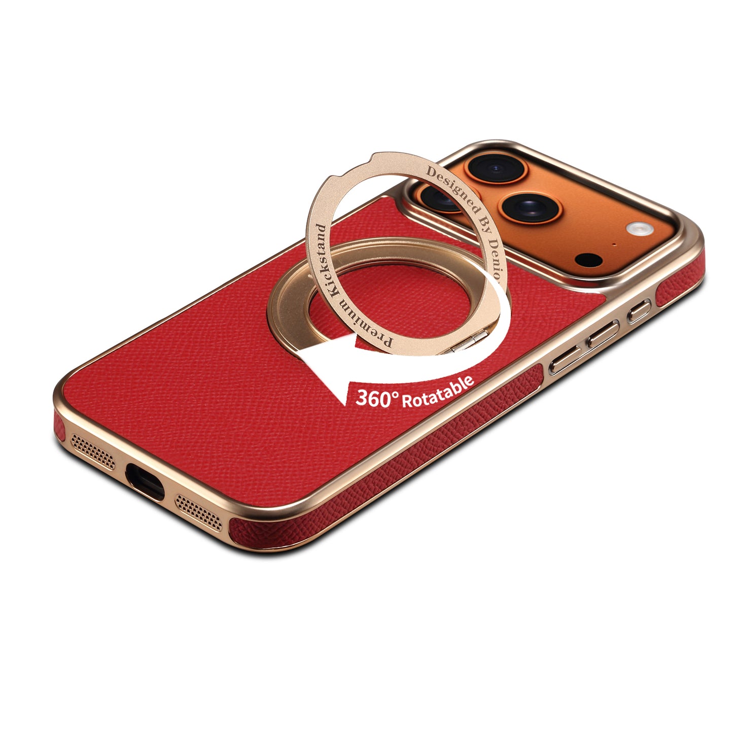 Genuine Leather Gear Electroplated Phone Case
