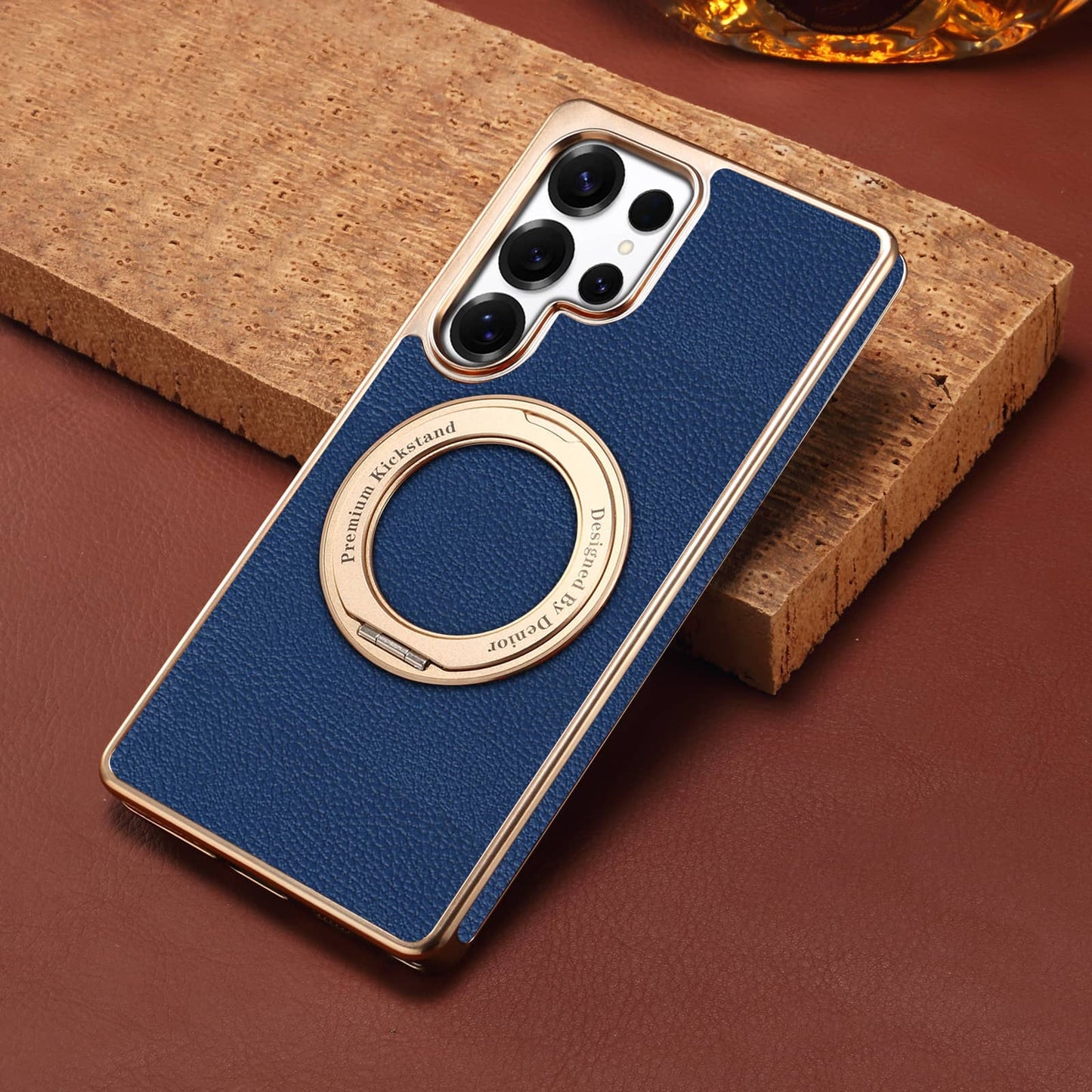 PU Faux Leather Litchi Texture Rotating Stand Electroplated Magnetic Phone Case (For Samsung)