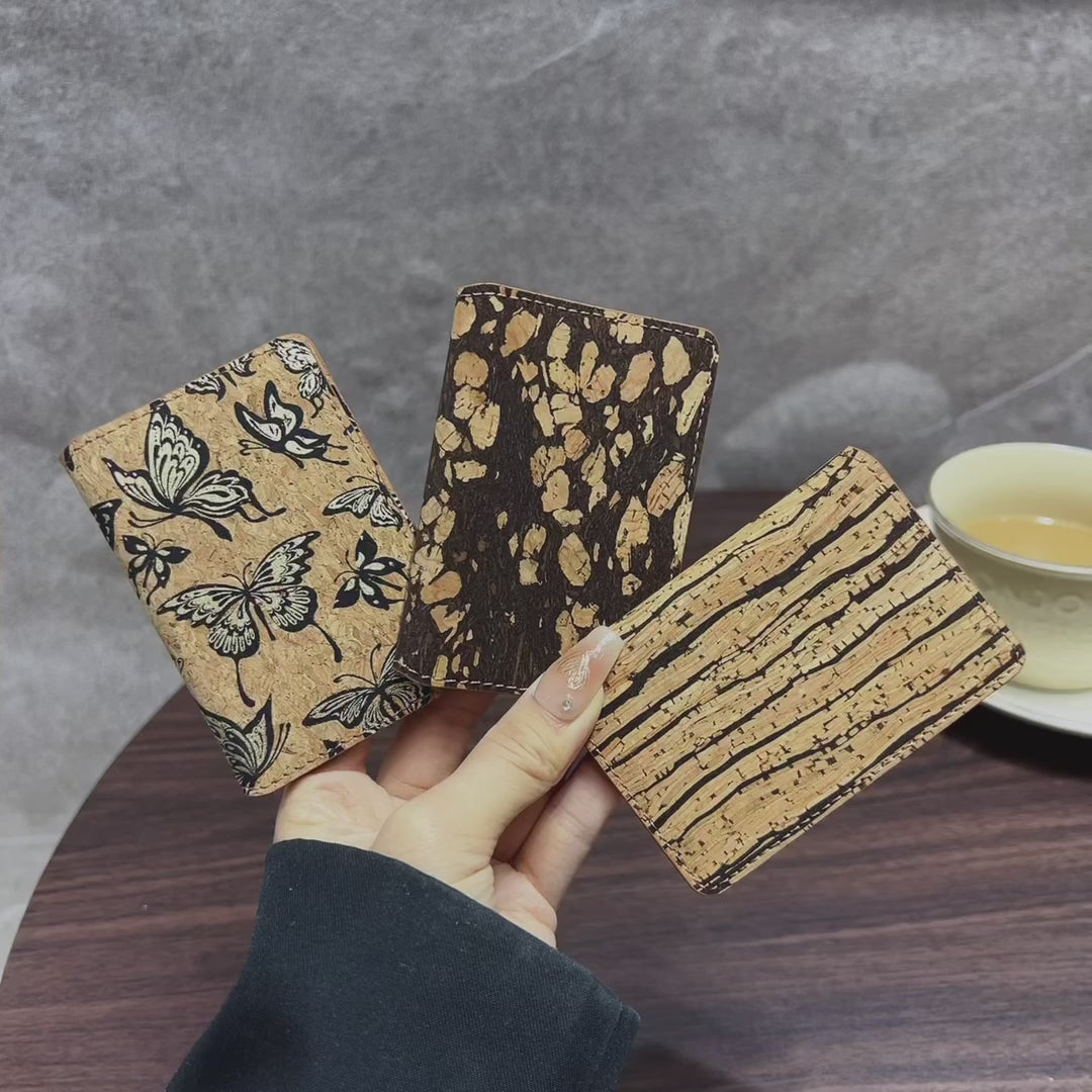 Magnetic Cork Material Ultra-Thin Credit Card Bag（Golden）