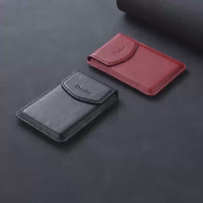Magnetic Genuine Leather Bracket Credit Card Bag（Black）